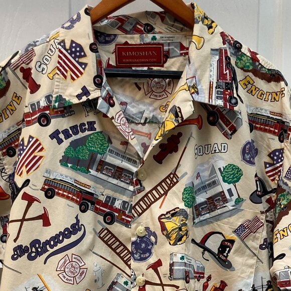 Kimoshan Firefighter Short Sleeve Button Down Shirt Size XL - Picture 2 of 8